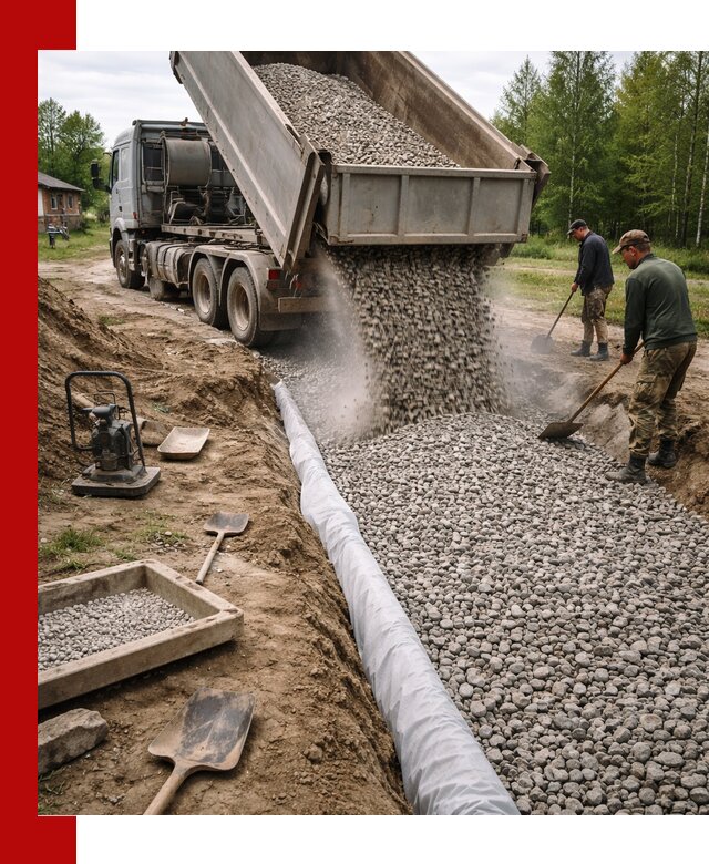 Гравий для дренажа с доставкой в Кимрах качественный и недорогой