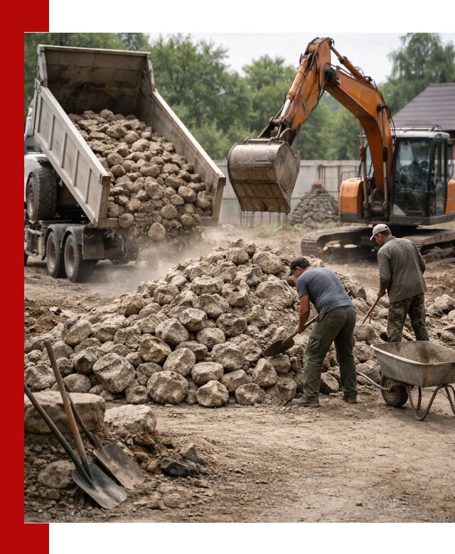 Доставка и разгрузка бутового камня в Кимрах