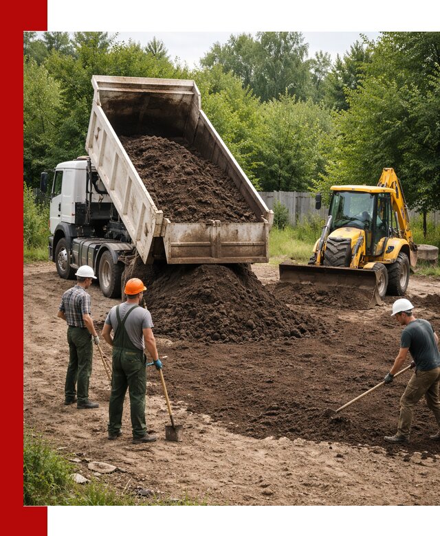 Доставка и укладка грунта для выравнивания участка в Кимрах