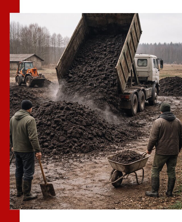 Доставка низинного торфа с разгрузкой и доставкой в Кимрах