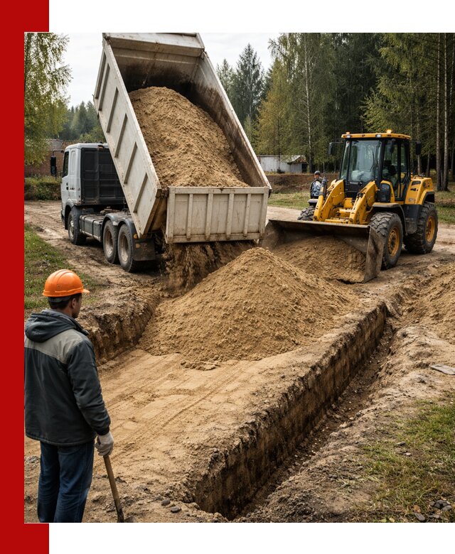Доставка песчаного грунта в Кимрах для строительных работ