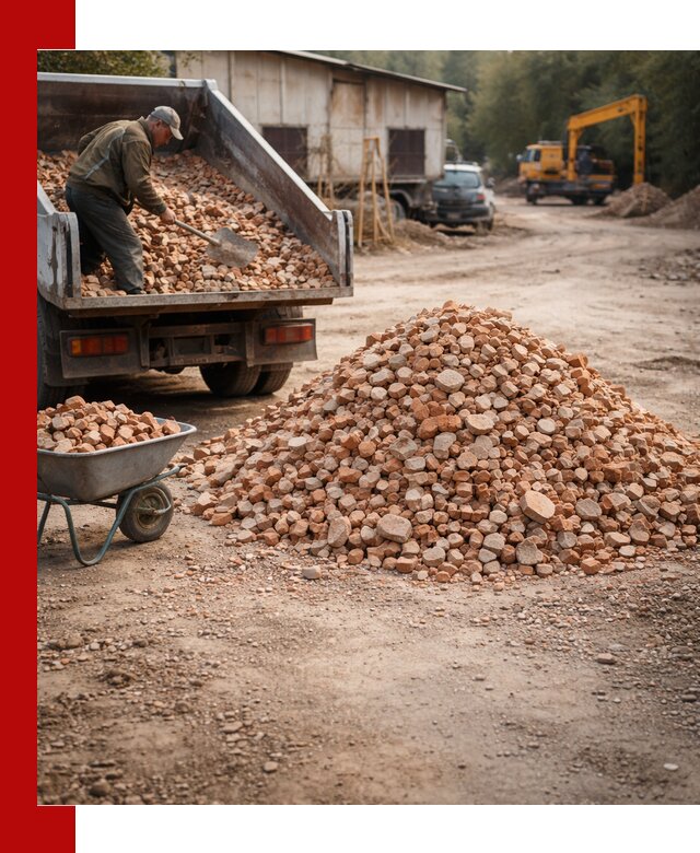 Доставка и подушка из боя кирпича с разгрузкой в Кимрах