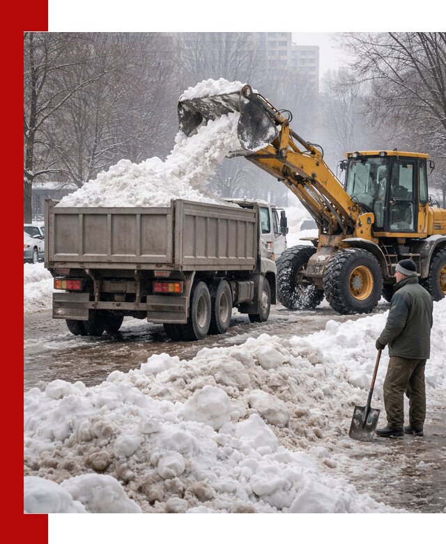 Вывоз снега грузовой техникой в Кимрах оперативно и чисто