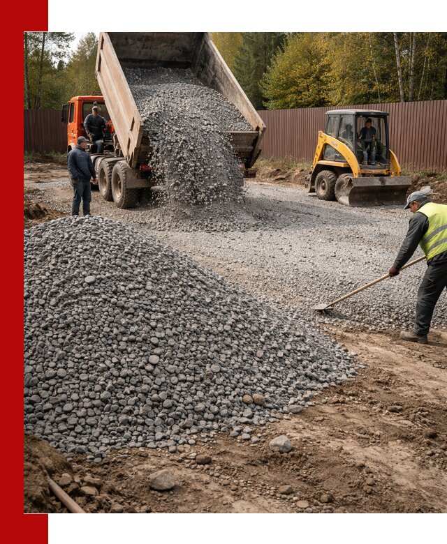 Отсыпка участка щебнем с доставкой и уплотнением в Кимрах